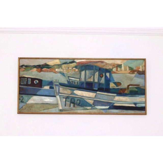 Modern Kjell Lindberg, Boats, 1960s, Oil on Canvas, Framed For Sale - Image 3 of 11