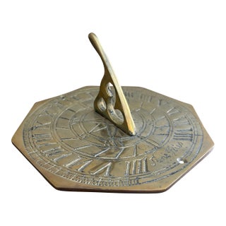 Vintage English Country Brass Garden Sundial "Time Flies" For Sale