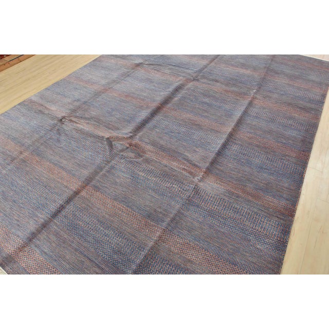 Contemporary Fine Contemporary Rug 9’1” X 12’5” Blue Pink Wool Hand-Knotted Carpet For Sale - Image 3 of 14