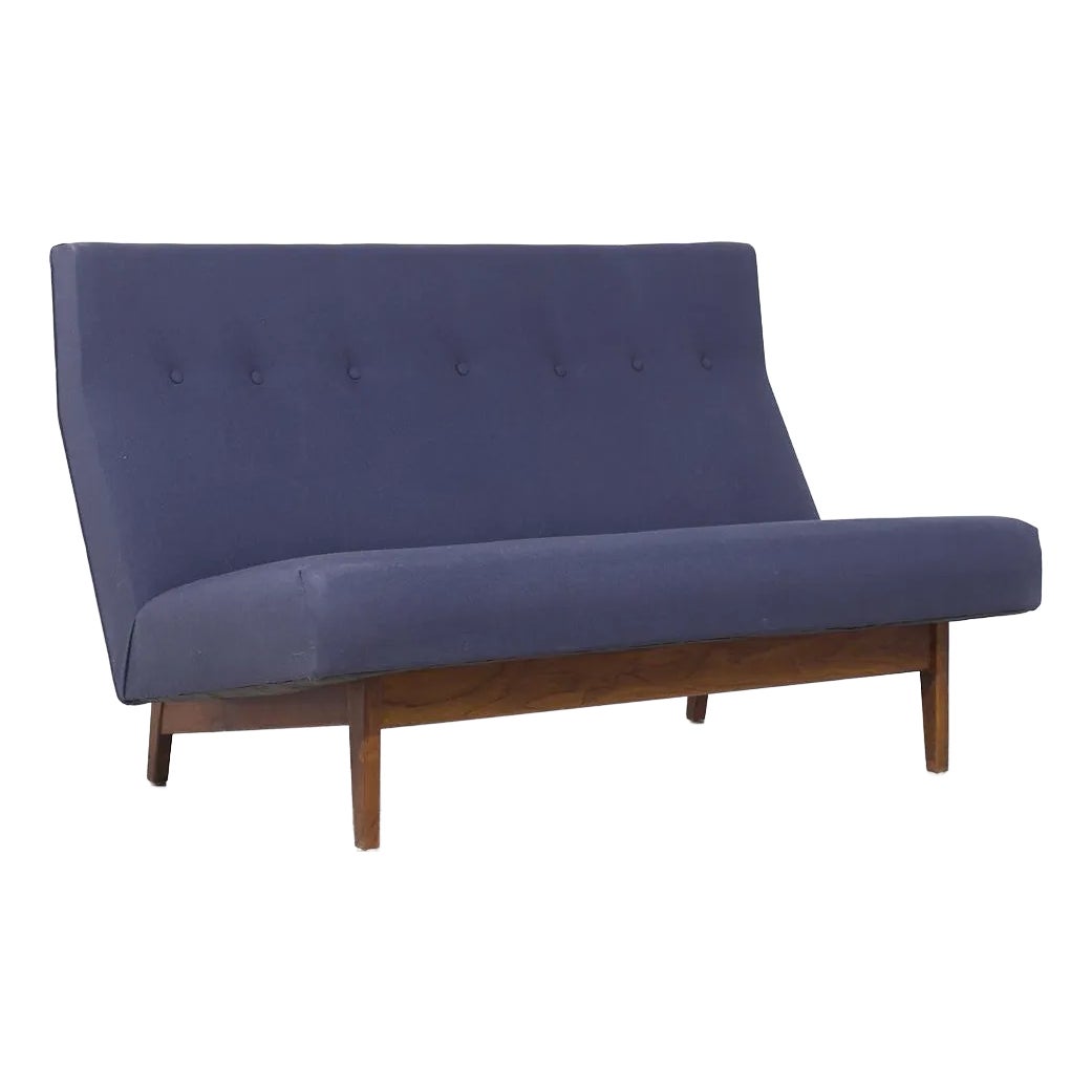 Jens Risom Mid Century Walnut Settee | Chairish