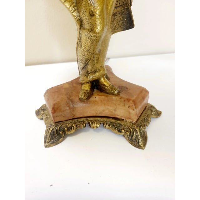 Brass Single French Ormolu Egyptian Table Lamp With Black Hex Shade For Sale - Image 8 of 9