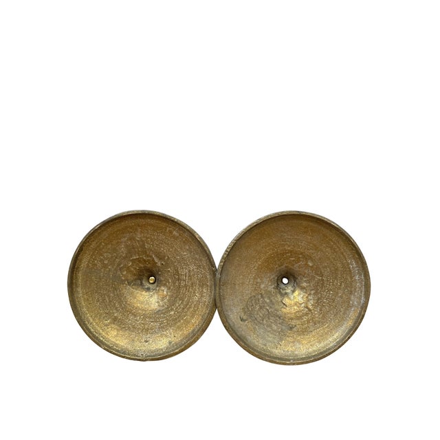 Modern Regency Blue and Gilt Brass Candlesticks, 1950s, Set of 2 For Sale - Image 11 of 12
