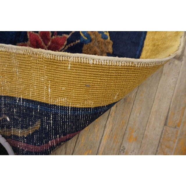 1920s Canary Yellow Scene Pictoral Antique Chinese Art Deco Hand Knotted Rug 9'x 11' 7" Wool Carpet For Sale - Image 16 of 17