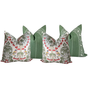 Designer Pillow Bundle in GP & Baker Birds & Cherries and Lisa Fine Baroda - Set of 4