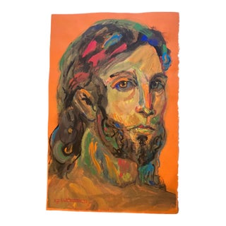 Contemporary Original E.J.Hartmann Abstract Male Portrait Painting Signed For Sale