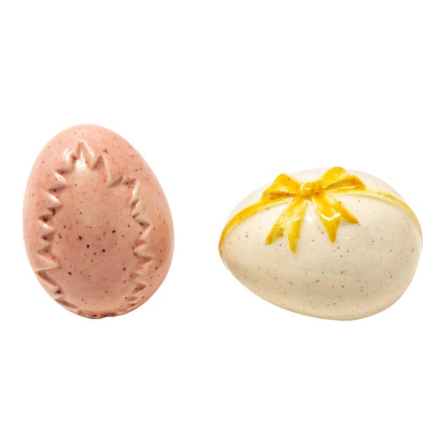 Mid 20th Century Ceramic Glazed Eggs- Set of 2 For Sale