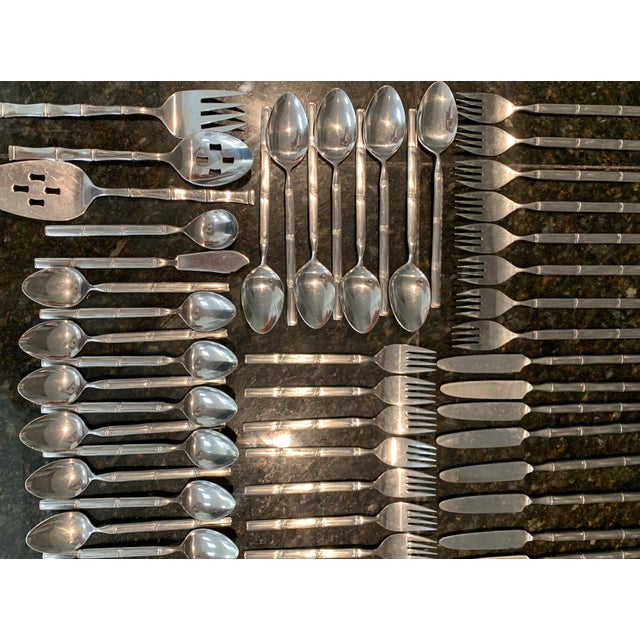 Stanley Roberts Stanley Roberts Tiburon Faux Bamboo Stainless Flatware Service for 8 - Set of 51 For Sale - Image 4 of 9