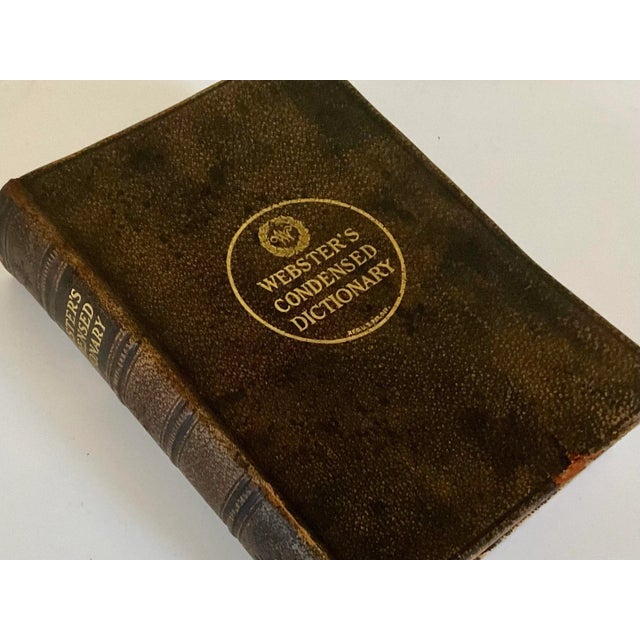 Traditional Antique Webster’s Condensed Dictionary Leather-Bound Circa 1909 For Sale - Image 3 of 11
