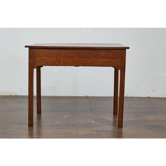 19th-Century English Georgian Oak Side Table with Chippendale Brass Hardware For Sale - Image 12 of 12