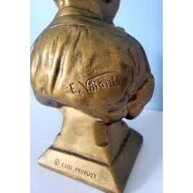 French Country 1970s Signed and Marked Emmanual Villanis Bookend Busts- Set of 2 For Sale - Image 3 of 8