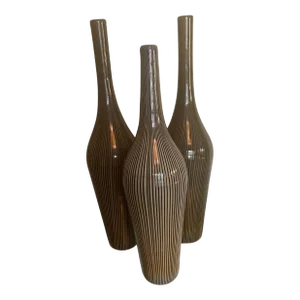 Set of 3 Italian Decorative Murano Glass Bottle/Vase, 1990s, Maker Cenedese Italy.