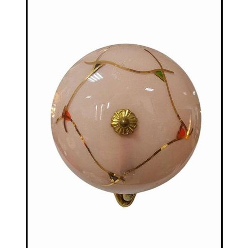 Hollywood Regency French Bronze Sconces with Powder Pink Glass Shades, France, 1950s, Set of 2 For Sale - Image 3 of 10