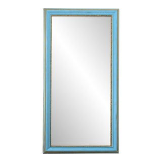 Large French 19th Century Mirror with Recent Blue Paint For Sale