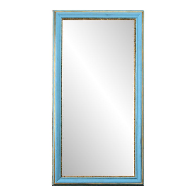 Large French 19th Century Mirror with Recent Blue Paint For Sale