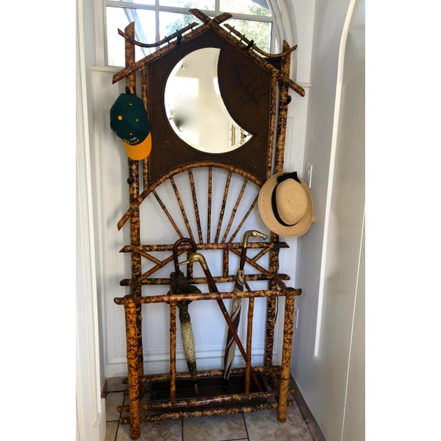 Chinoiserie English Hall Stand Tortoise Shell Bamboo Hall Tree For Sale - Image 3 of 12