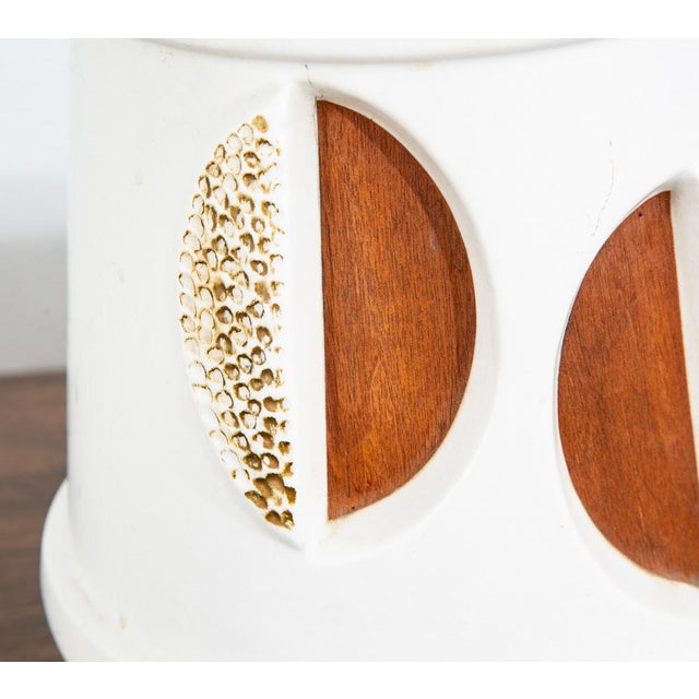 Vintage Mid Century Modern Lamp Wood Ceramic Table Lamp - a Pair For Sale - Image 9 of 12