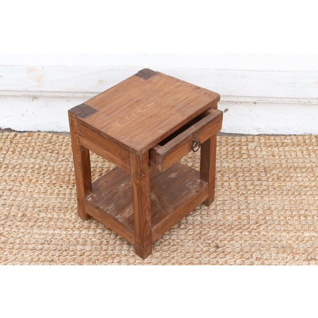 English Small Antique Colonial Teak End Table For Sale - Image 3 of 7