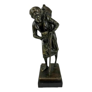 Paul Ludwig Kowalczewski, Arab Water Carrier Figure, Bronze and Marble For Sale