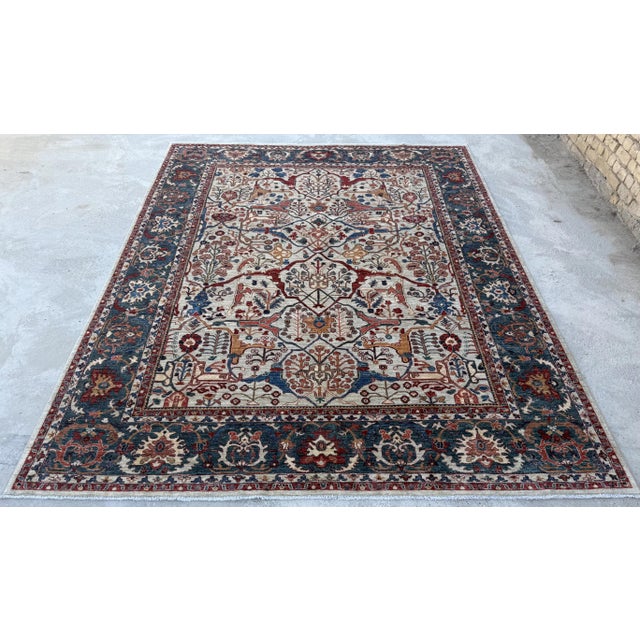 Persian Ivory Blue Persian Bakhshaish Design Hand-Knotted Rug, 09'00 X 11'08 For Sale - Image 3 of 10