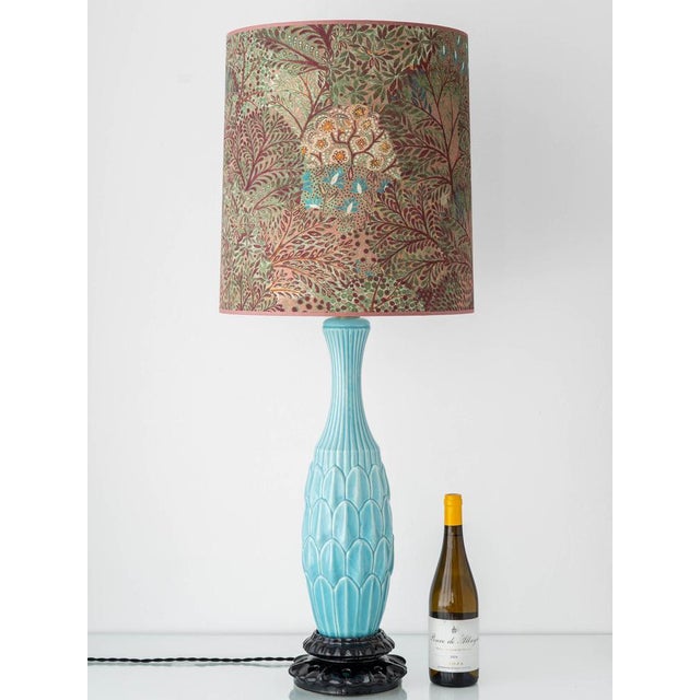 Tall Vintage Casa Pupo Turquoise Botanical Ceramic Table Lamp, 1960s For Sale - Image 3 of 18