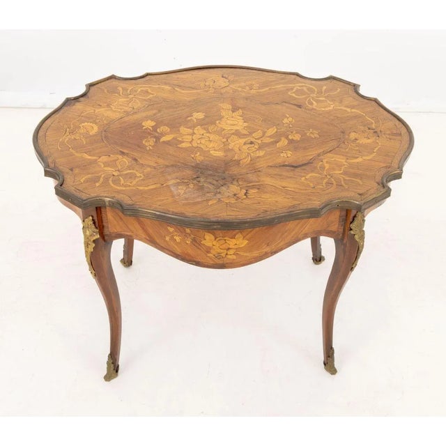 French Louis XV Style Kingwood Marquetry Coffee Table For Sale - Image 3 of 6