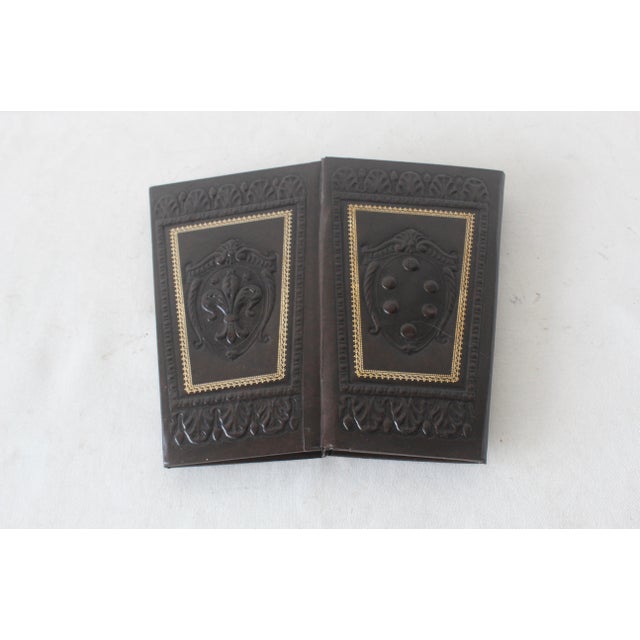 Vintage Italian Embossed Faux Leather Wastebasket For Sale - Image 11 of 12