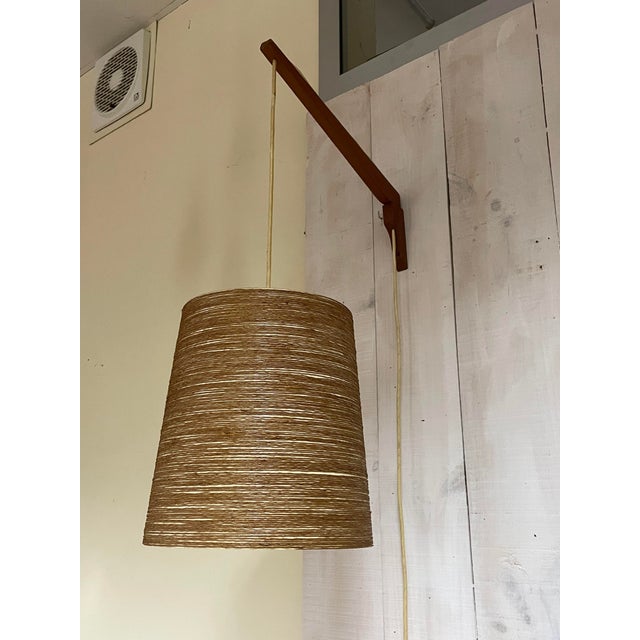 Wood Vintage Teak and Sisal Wall Lamp by Lotte Bostlund, 1960s For Sale - Image 7 of 16