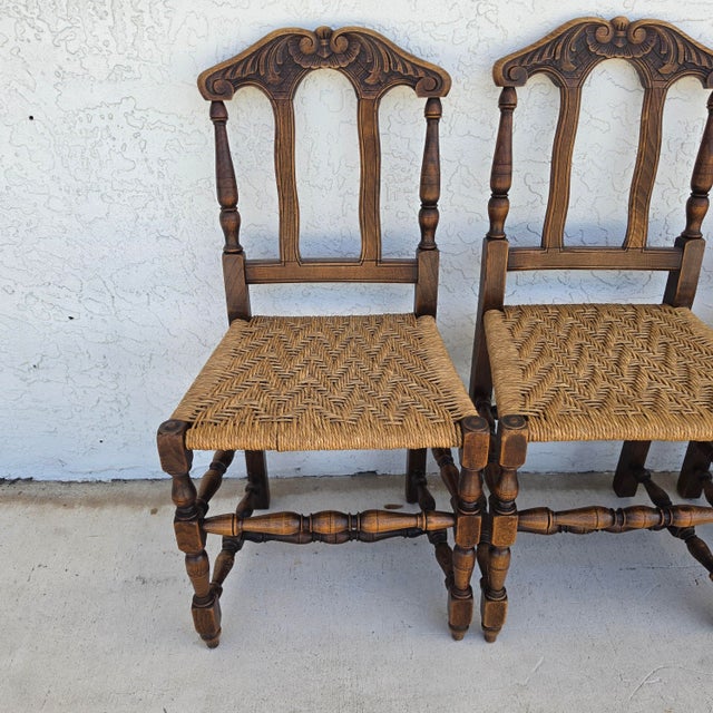 Antique 1800s Provençal Dining Chairs With Rope Seats Set of 4 For Sale - Image 11 of 18