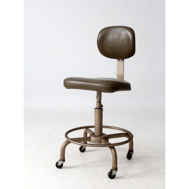 Vintage 1970s All-Steel Industrial Adjustable Stool For Sale - Image 9 of 14