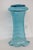 Glass Turquoise Aqua Blue Vase Hand Blown Sculpted Art Glass With Ruffled Edge 4755b For Sale - Image 7 of 11