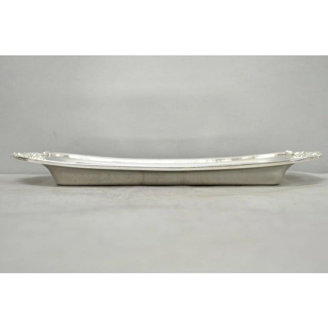 Vintage Baroque by Wallace 210 Silver Plated Narrow Trinket Dish Serving Tray For Sale - Image 12 of 14
