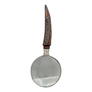 Antique English Sterling & Stag Horn Hand Magnifying Glass