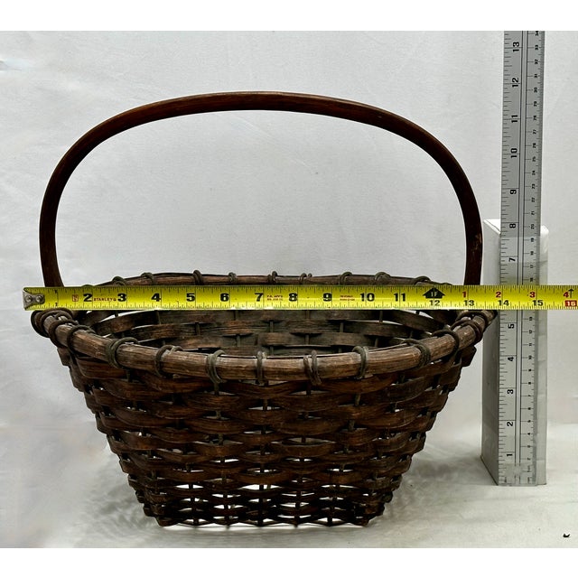 Great Authentic Antique Steel Wire & Ash Wood Splint Massachusetts Famous Ipswich Clam Diggers Gathering Basket For Sale - Image 18 of 18