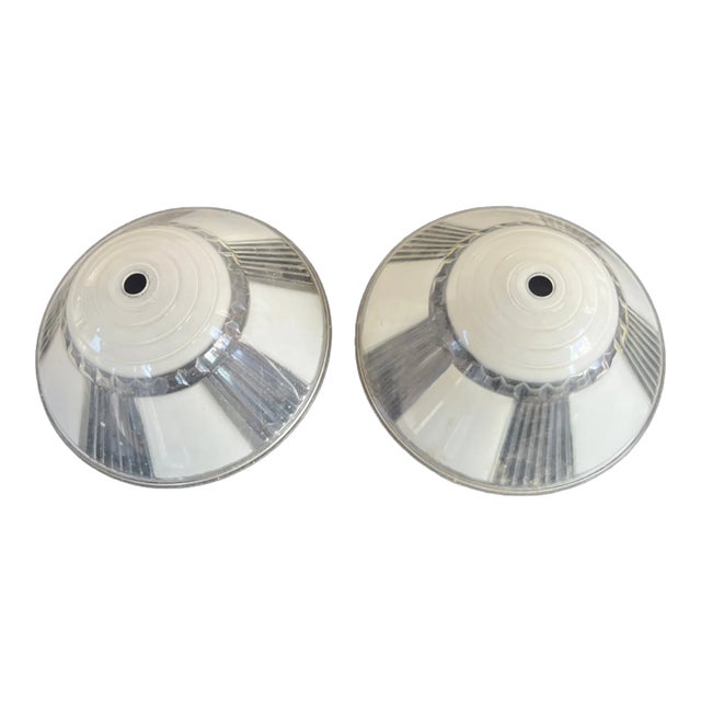 Mid 20th Century Pair Vintage Art Deco Petite Table Lamp Shades, Plastic Material For Sale