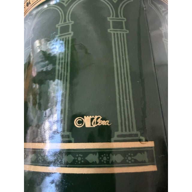 Mid 20th Century Cera Ice Bucket in Dark Green With Gold Leaves. For Sale - Image 9 of 9