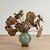 Wood Vintage Bouquet of Carved Wood Lotus Leaves in a Celadon Vase For Sale - Image 7 of 11