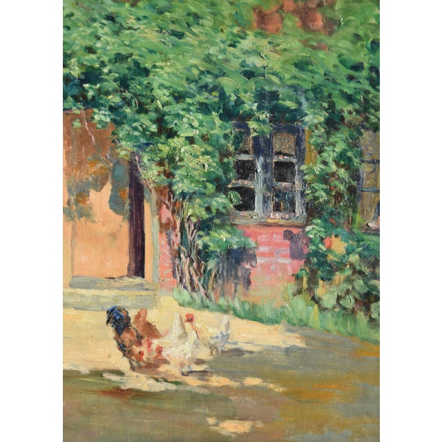 Molly Cramer, Farm with Chickens, Oil on Canvas, Framed For Sale - Image 4 of 9