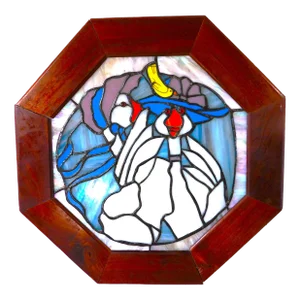 Vintage Mid Century Mother Goose Nursery Rhyme Figural Stained Glass Window Panel