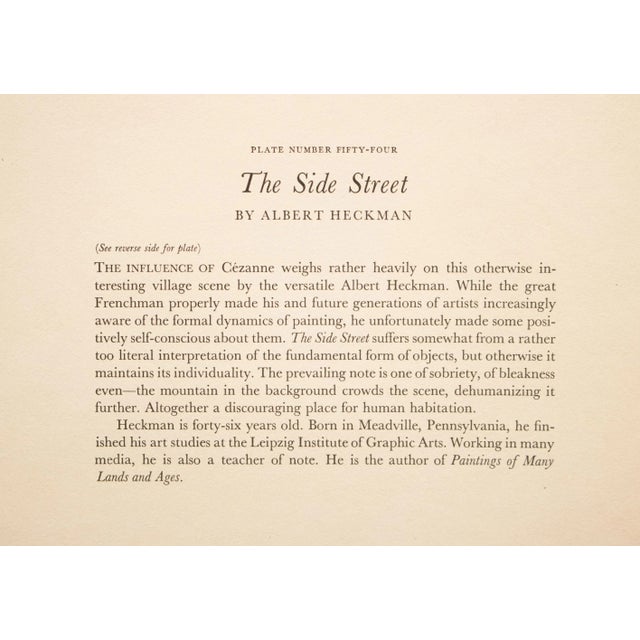 Charcoal 1939 After Albert Heckman "The Side Street", First Edition Period Offset Lithograph For Sale - Image 8 of 9