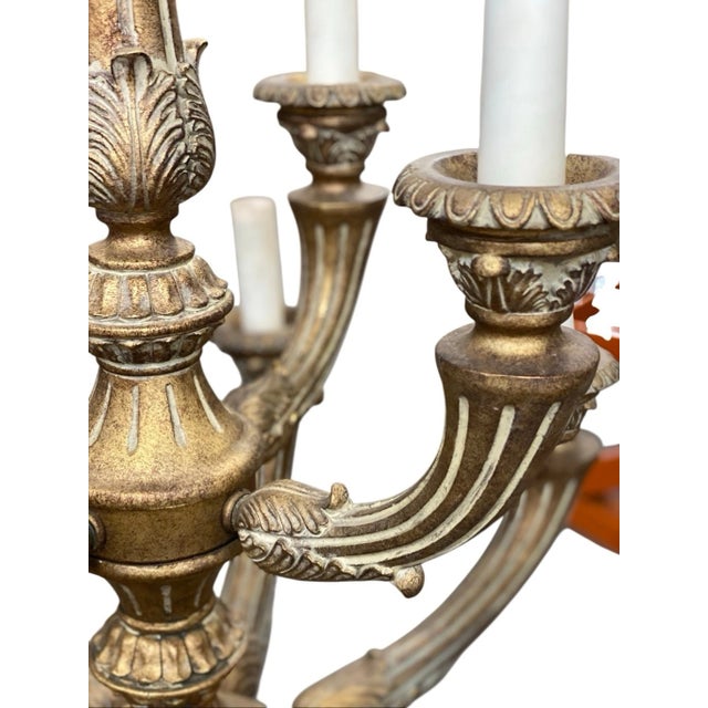 Mid 19th Century Vintage 12 Light Arm Large Traditional Classic Grand Carved Chandelier For Sale - Image 5 of 8