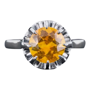 Vintage Gia Certified 2.88ct Orange Sapphire Art Deco Solitaire 18k White Gold Engagement Ring Size 7.75