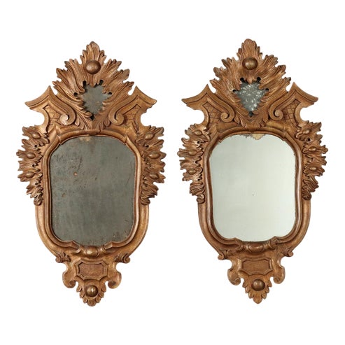 Small Rococo Style Mirrors in Painted Wood, 19th Century, Set of 2 For Sale