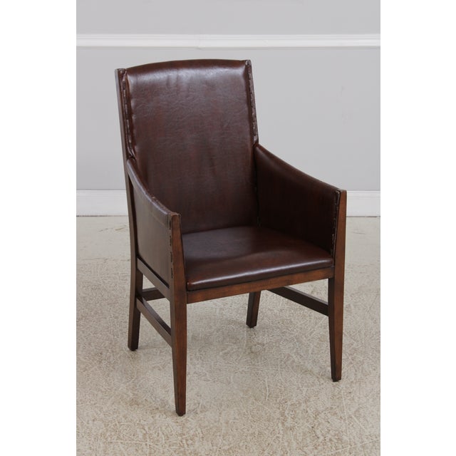 Traditional Set of 6 Stickley Leather Dining Chairs For Sale - Image 3 of 15
