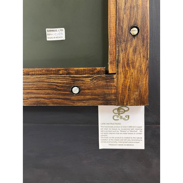 Wood Sarreid Ltd. Large Handmade Embossed Copper and Sterling Silver "Espuma" Mirror For Sale - Image 7 of 8