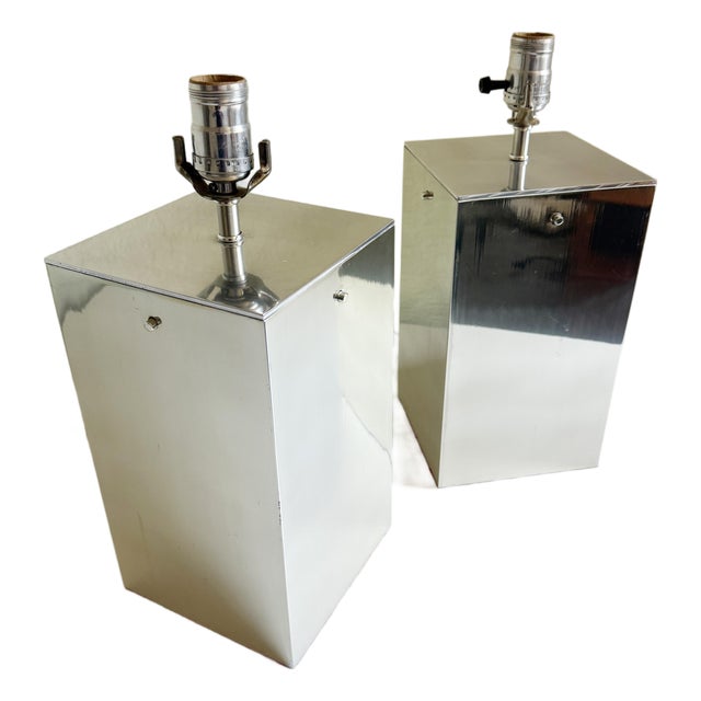 1970s Habitat Modernist Polished Aluminum Lamps, a Pair, Attributed For Sale