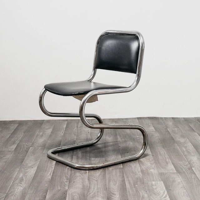 Black Chromed Steel Cantilever Chairs, 1980s, Set of 4 For Sale - Image 8 of 13