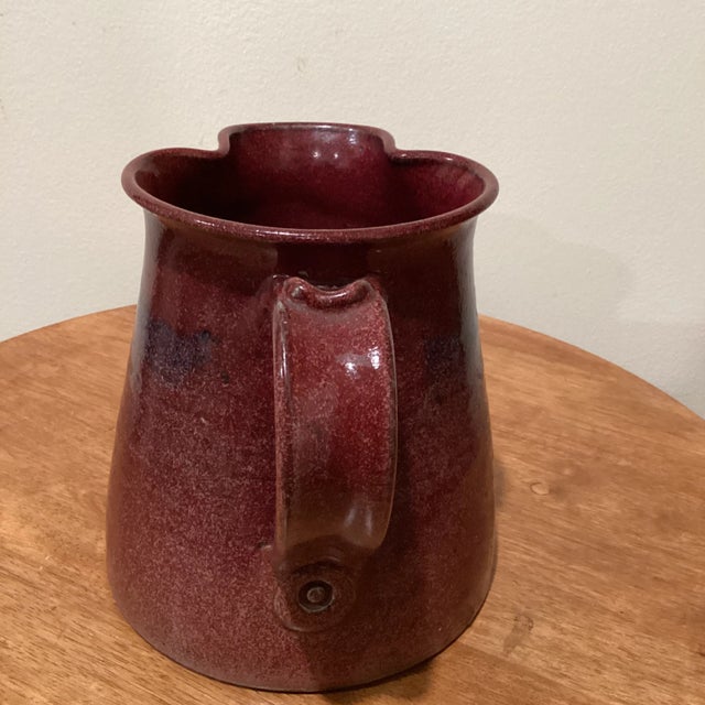 Mid 20th Century Vintage Original Zappa Burgundy Glazed Earthenware Pitcher Art Pottery Montrose, Colorado For Sale - Image 4 of 12