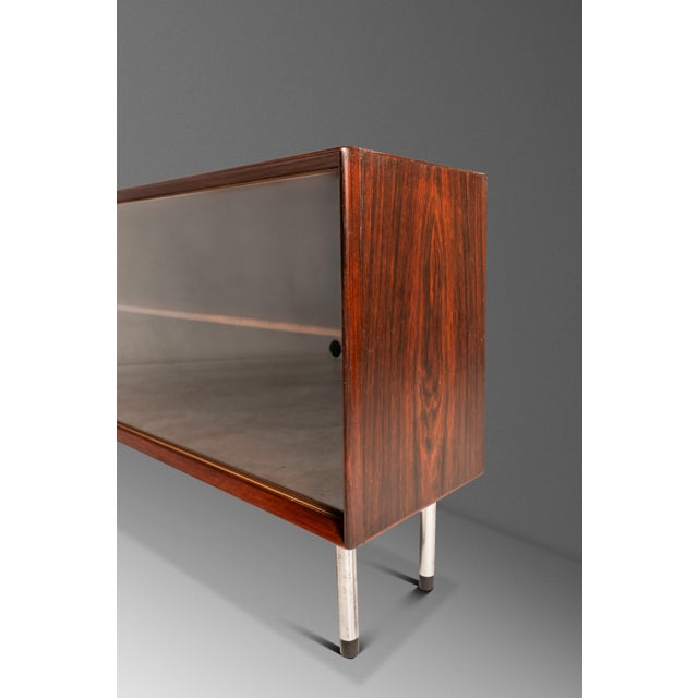 Bespoke 6ft Danish Mid-Century Modern Sofa Table / Display / Bookcase in Rosewood W/ Glass Sliding Doors, Denmark, C. 1960s For Sale - Image 13 of 18