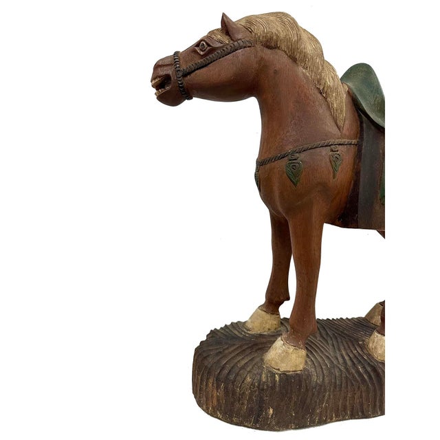 Wood Early 20th-Century Hand-Crafted Chinese Wooden Tang Horse For Sale - Image 7 of 12