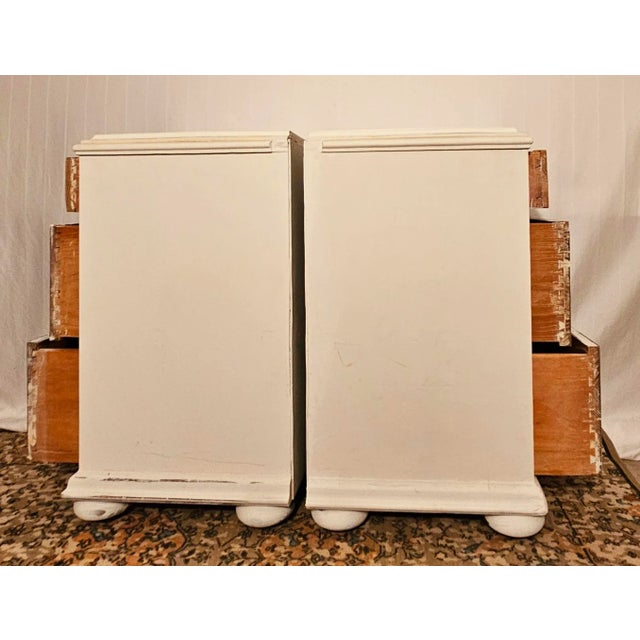 Antique White Late 19th Century Pair of Painted Butler Style French Country Chic Nightstands For Sale - Image 8 of 11